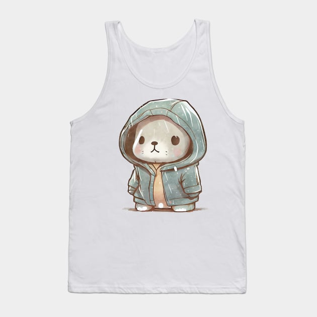 Cartoon Seal Wearing Hoodie Tank Top by Chromatic Fusion Studio